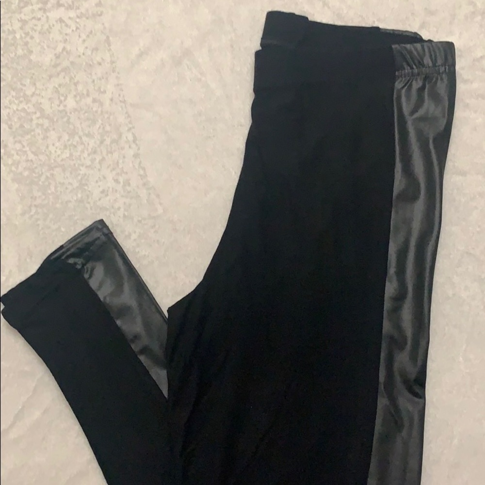 Black Leggings w/ Pleather Sides